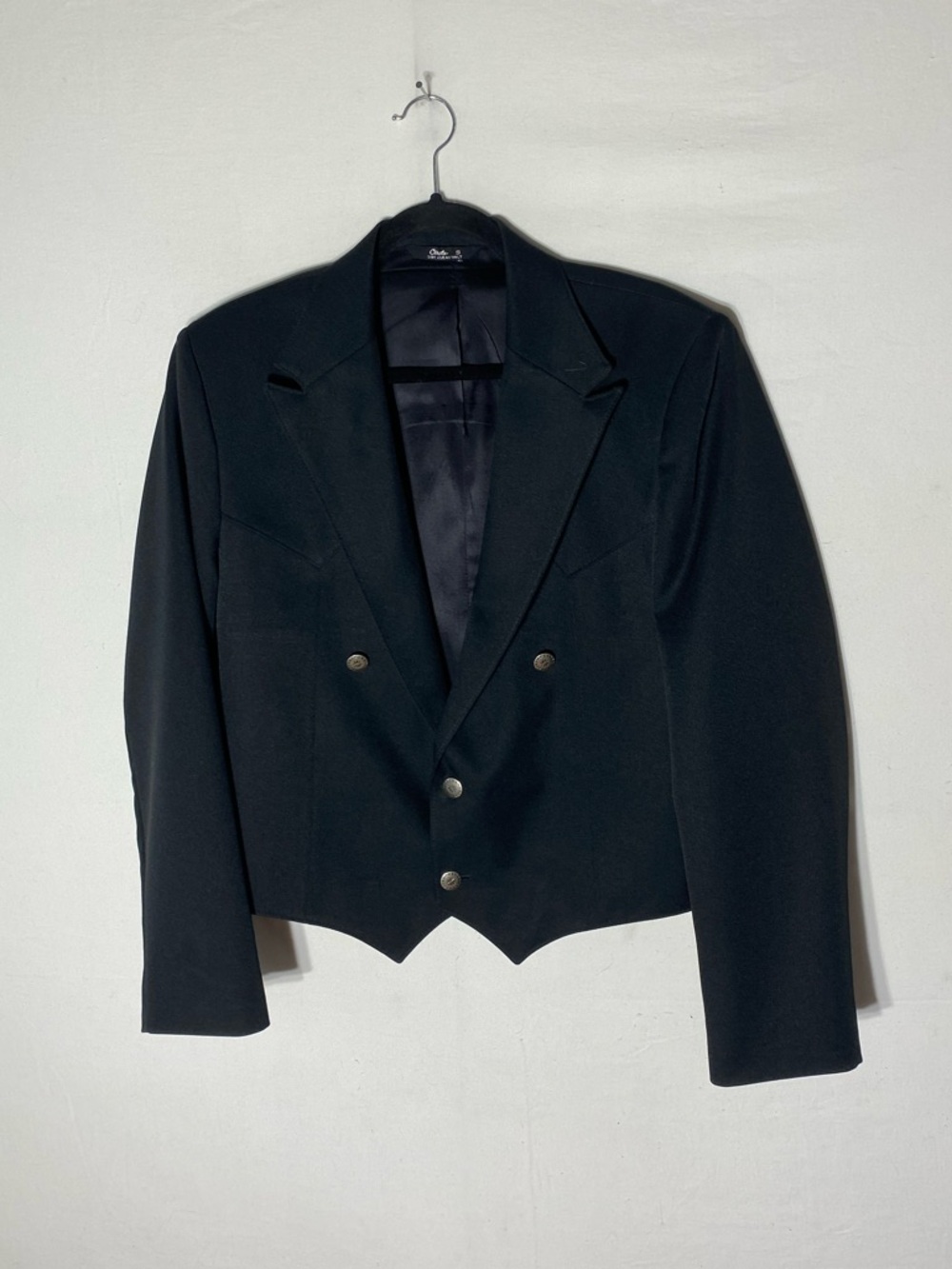 Vintage Circle S Black Western Tailored Double Breasted Cropped Blazer 42R